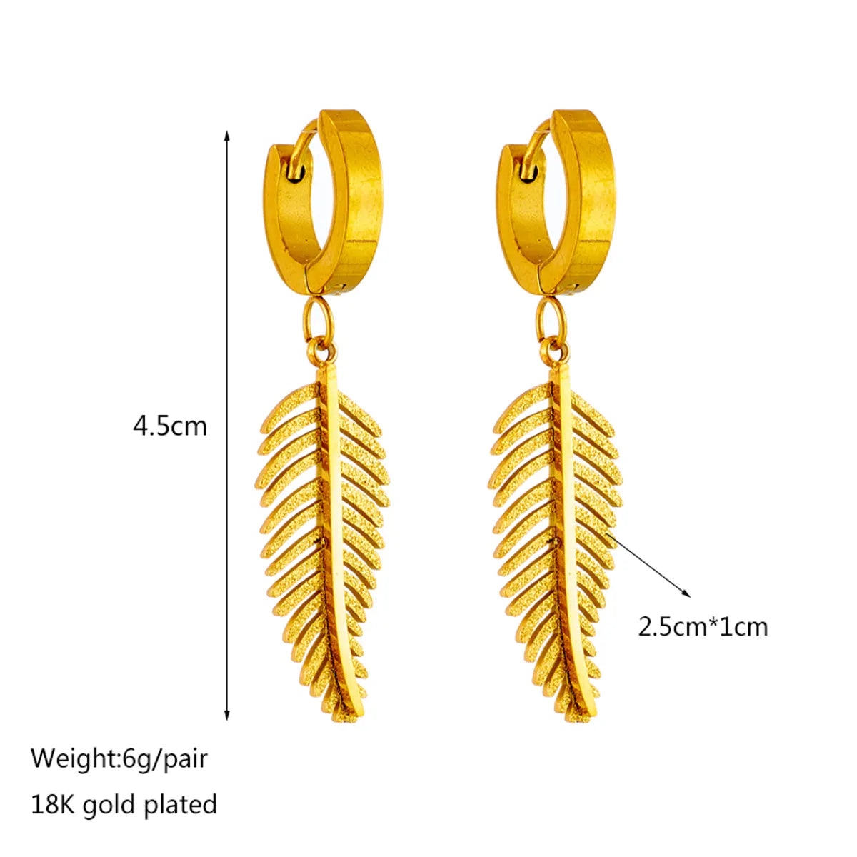 Fashion Leaves Titanium Steel Drop Earrings 1 Pair