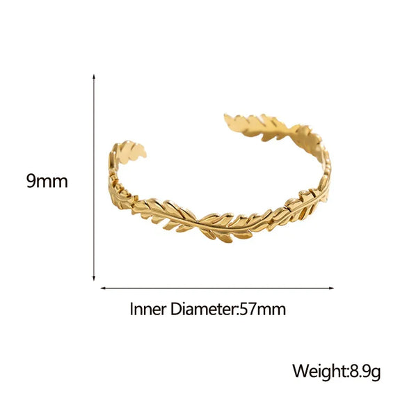 Fashion Leaves Titanium Steel Plating Bangle 1 Piece