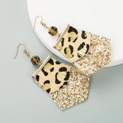 Fashion Leopard Print Long Leather Earrings