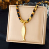 Fashion Leopard Print Velvet Rope Stainless Steel Goldplated Small Fish Pendant Women's Necklace