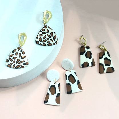 Fashion Leopard Soft Clay Patchwork Women's Drop Earrings 1 Pair