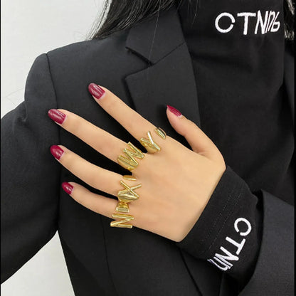 Fashion Letter Brass Rings 1 Piece