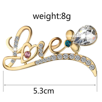 Fashion Letter Butterfly Alloy Inlay Rhinestones Women'S Brooches