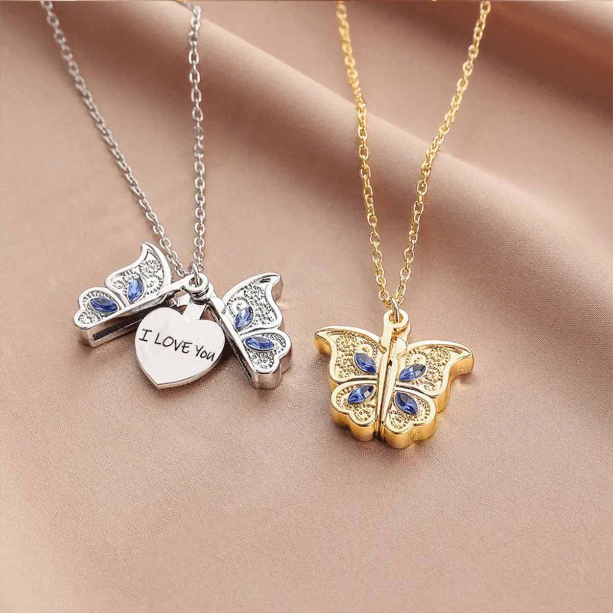 Fashion Letter Butterfly Alloy Inlay Women's Pendant Necklace 1 Piece