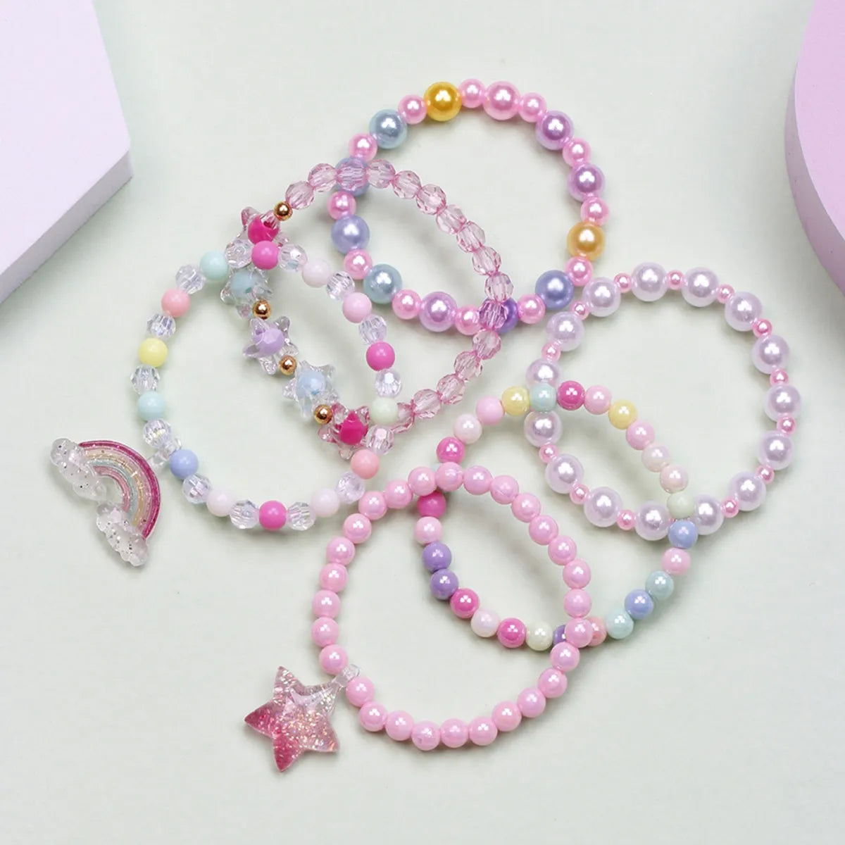 Fashion Letter Butterfly Plastic Beaded Kid'S Bracelets 6 Pieces