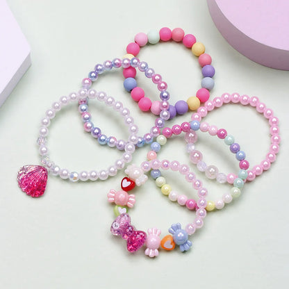 Fashion Letter Butterfly Plastic Beaded Kid'S Bracelets 6 Pieces