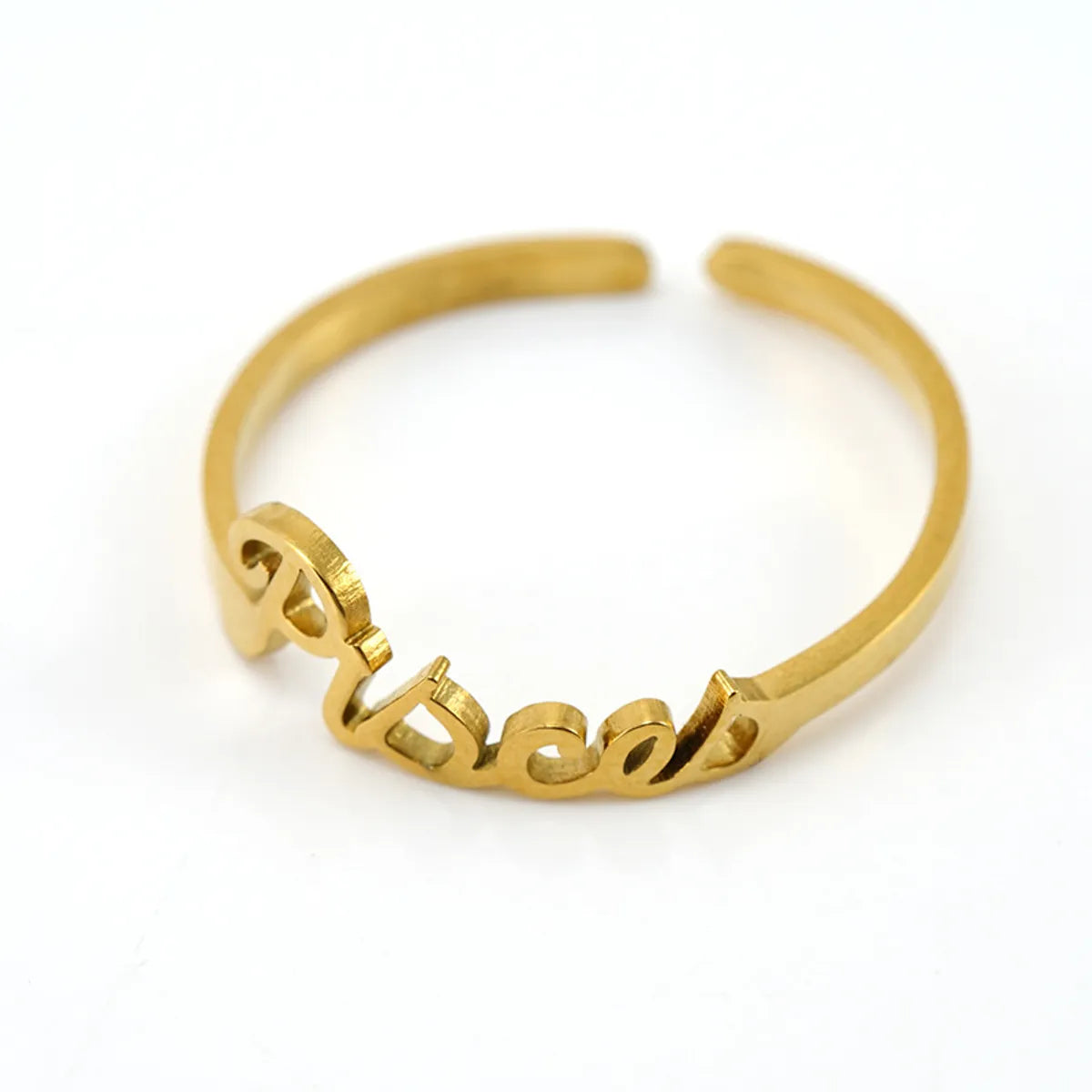 Fashion Letter Constellation Titanium Steel Gold Plated Open Ring