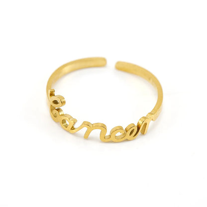 Fashion Letter Constellation Titanium Steel Gold Plated Open Ring