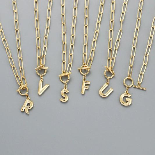 Fashion Letter Copper Gold Plated Necklace 1 Piece