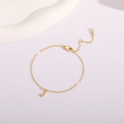 Fashion Letter Copper Gold Plated Zircon Women's Anklet 1 Piece