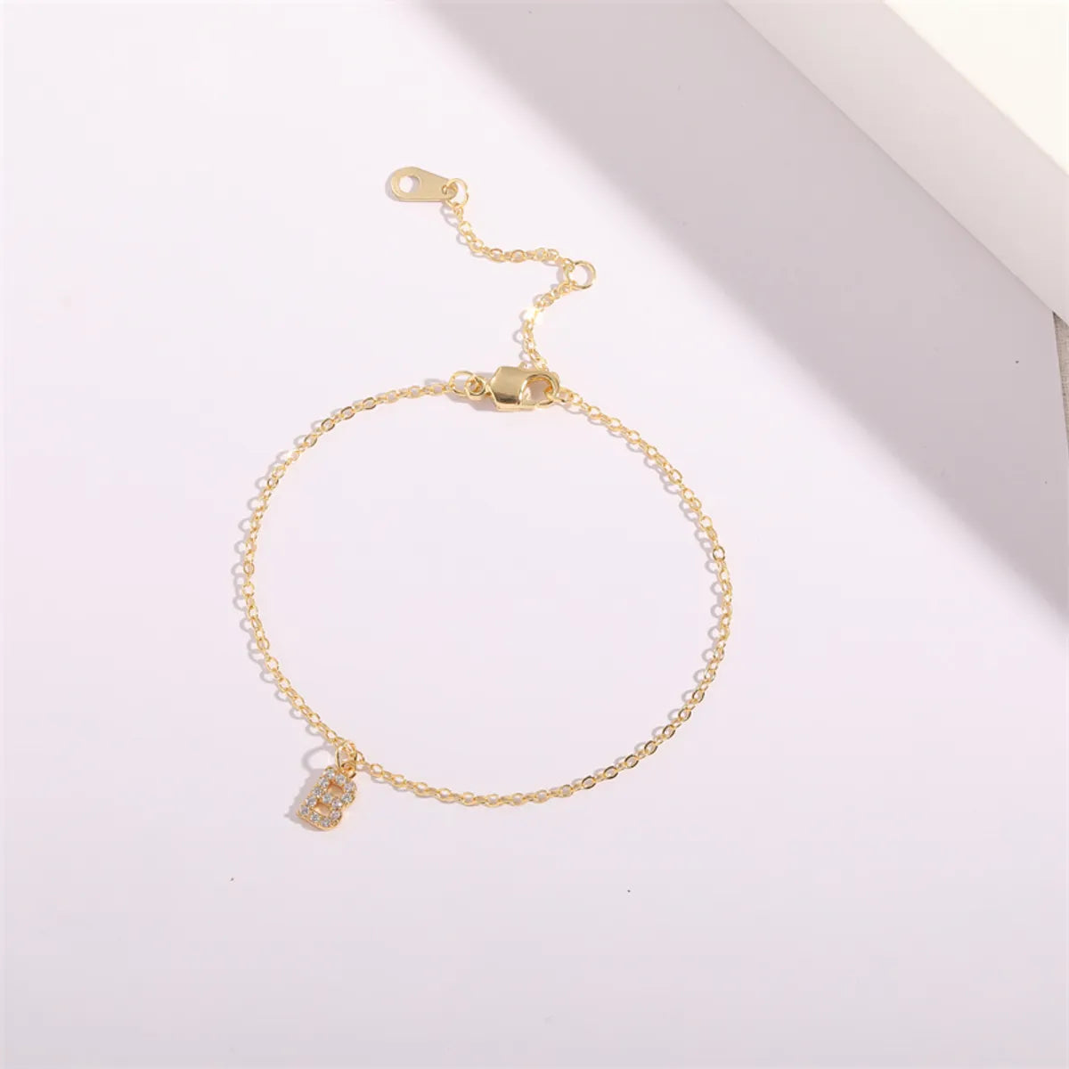 Fashion Letter Copper Gold Plated Zircon Women's Anklet 1 Piece