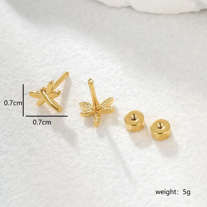 Fashion Letter Crown Dragonfly Stainless Steel Plating Ear Studs 1 Pair