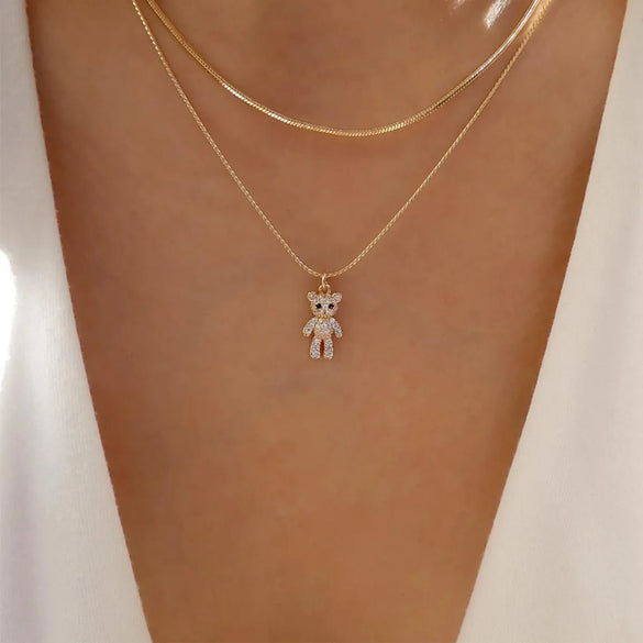 Fashion Letter Heart Shape Alloy Rhinestones Women'S Layered Necklaces Pendant Necklace