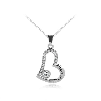 Fashion Letter Heart Shape Copper Inlay Zircon Pendant Necklace 1 Piece