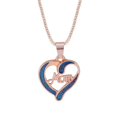 Fashion Letter Heart Shape Copper Inlay Zircon Pendant Necklace 1 Piece