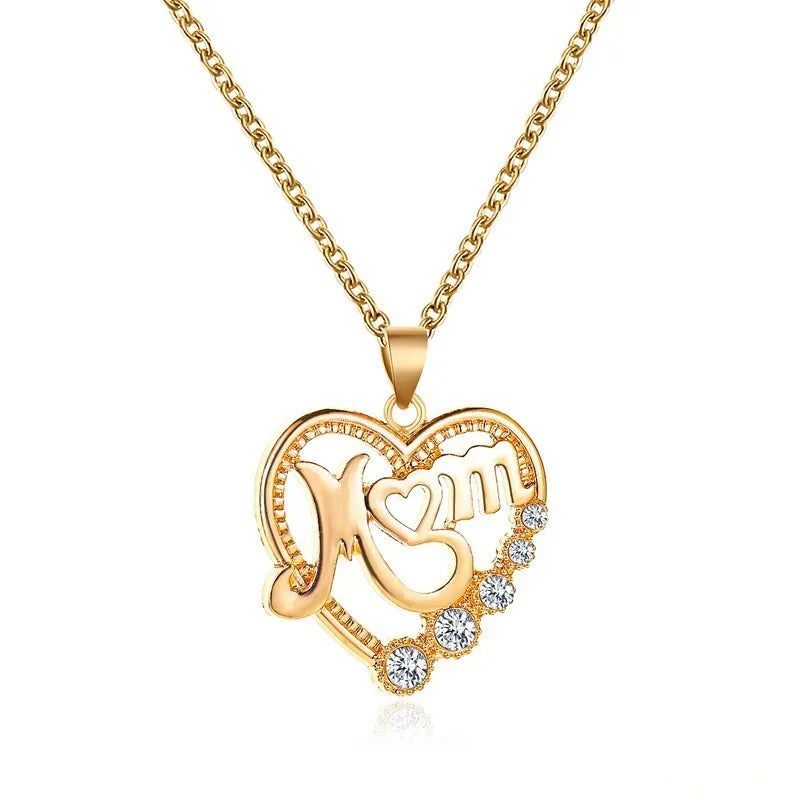 Fashion Letter Heart Shape Copper Inlay Zircon Pendant Necklace 1 Piece