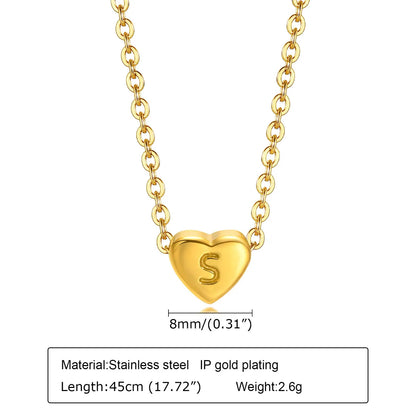 Fashion Letter Heart Shape Stainless Steel Plating Pendant Necklace