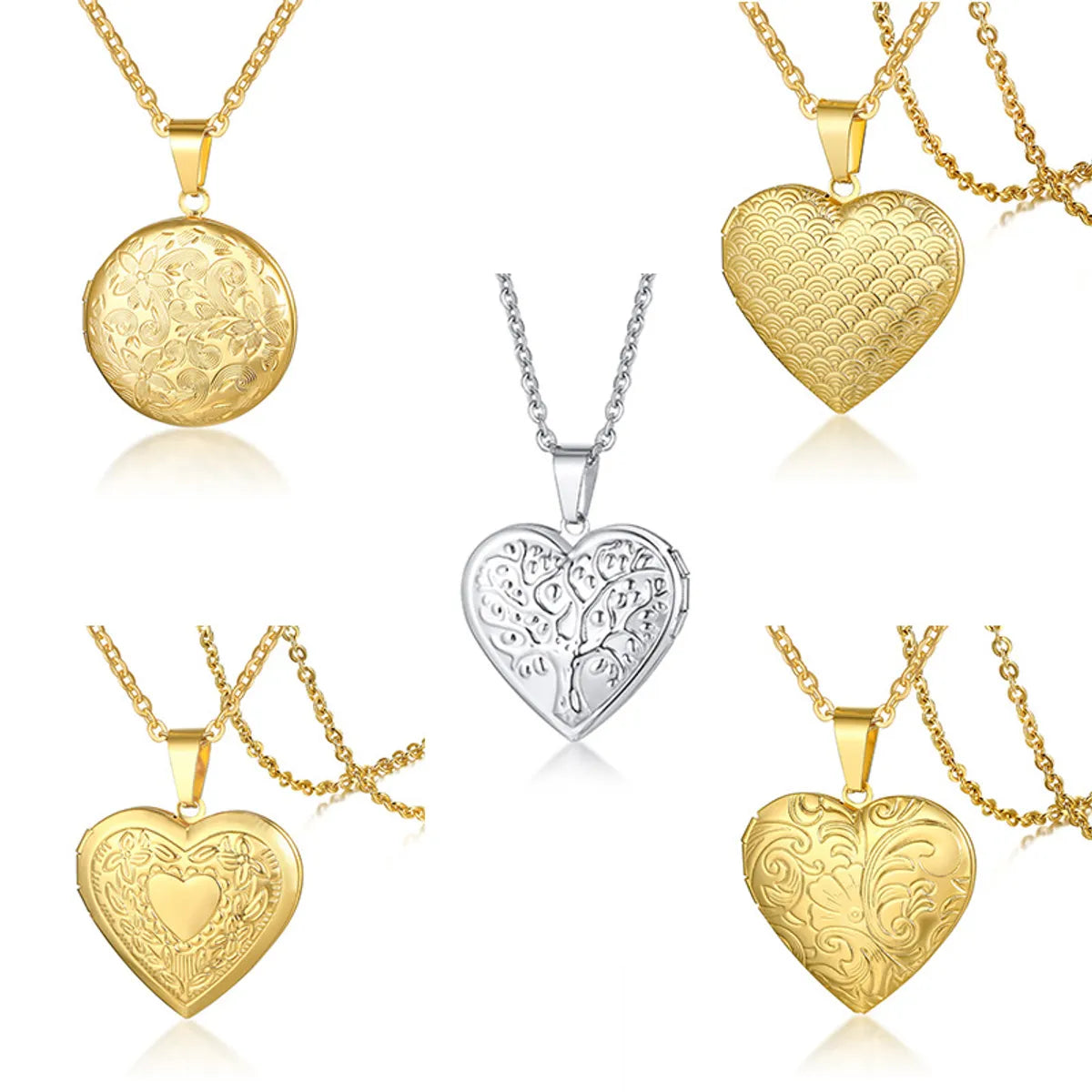 Fashion Letter Heart Shape Stainless Steel Plating Gold Plated Pendant Necklace