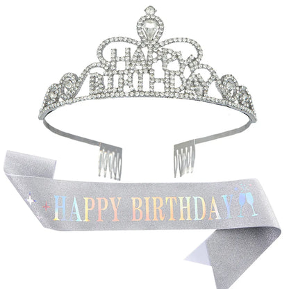 Fashion Letter Metal Inlay Crown 2 Piece Set