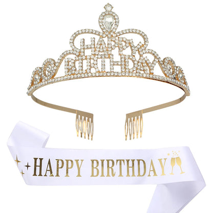 Fashion Letter Metal Inlay Crown 2 Piece Set