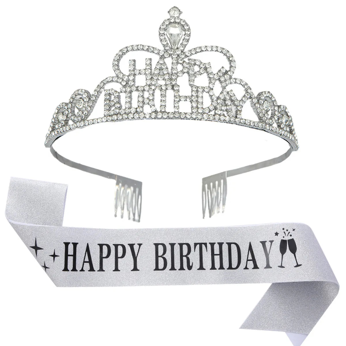 Fashion Letter Metal Inlay Crown 2 Piece Set