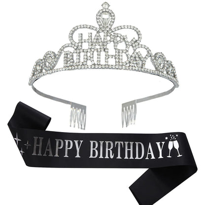 Fashion Letter Metal Inlay Crown 2 Piece Set