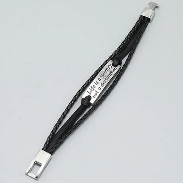 Fashion Letter Pu Leather Alloy Knitting Men'S Bracelets