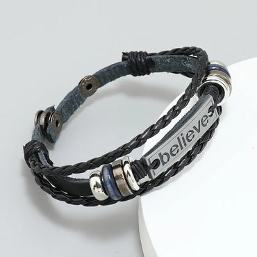 Fashion Letter Pu Leather Leather Metal Patchwork Unisex Bracelets 1 Piece