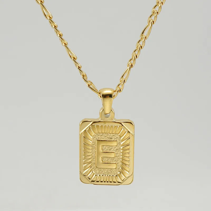 Wholesale Jewelry Fashion Letter Rectangle 304 Stainless Steel Titanium Steel 18K Gold Plated Gold Plated Pendant Necklace