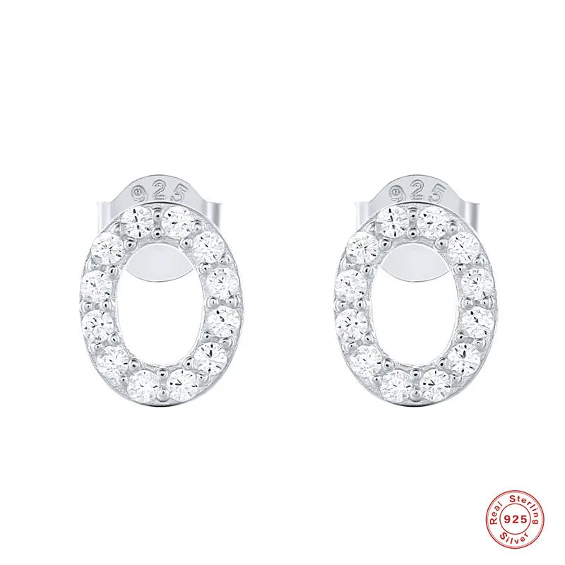 Fashion Letter Silver Plating Inlay Zircon Ear Studs 1 Pair