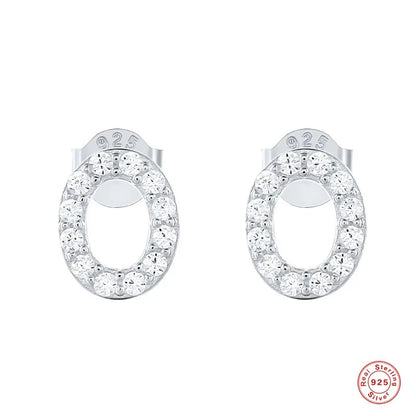 Fashion Letter Silver Plating Inlay Zircon Ear Studs 1 Pair