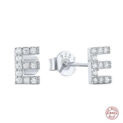 Fashion Letter Silver Plating Inlay Zircon Ear Studs 1 Pair