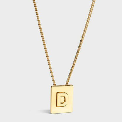 Fashion Letter Square Stainless Steel Pendant Necklace Gold Plated Stainless Steel Necklaces