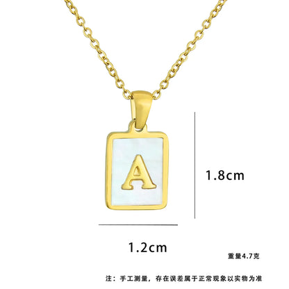 Fashion Letter Stainless Steel Inlay Shell Pendant Necklace 1 Piece