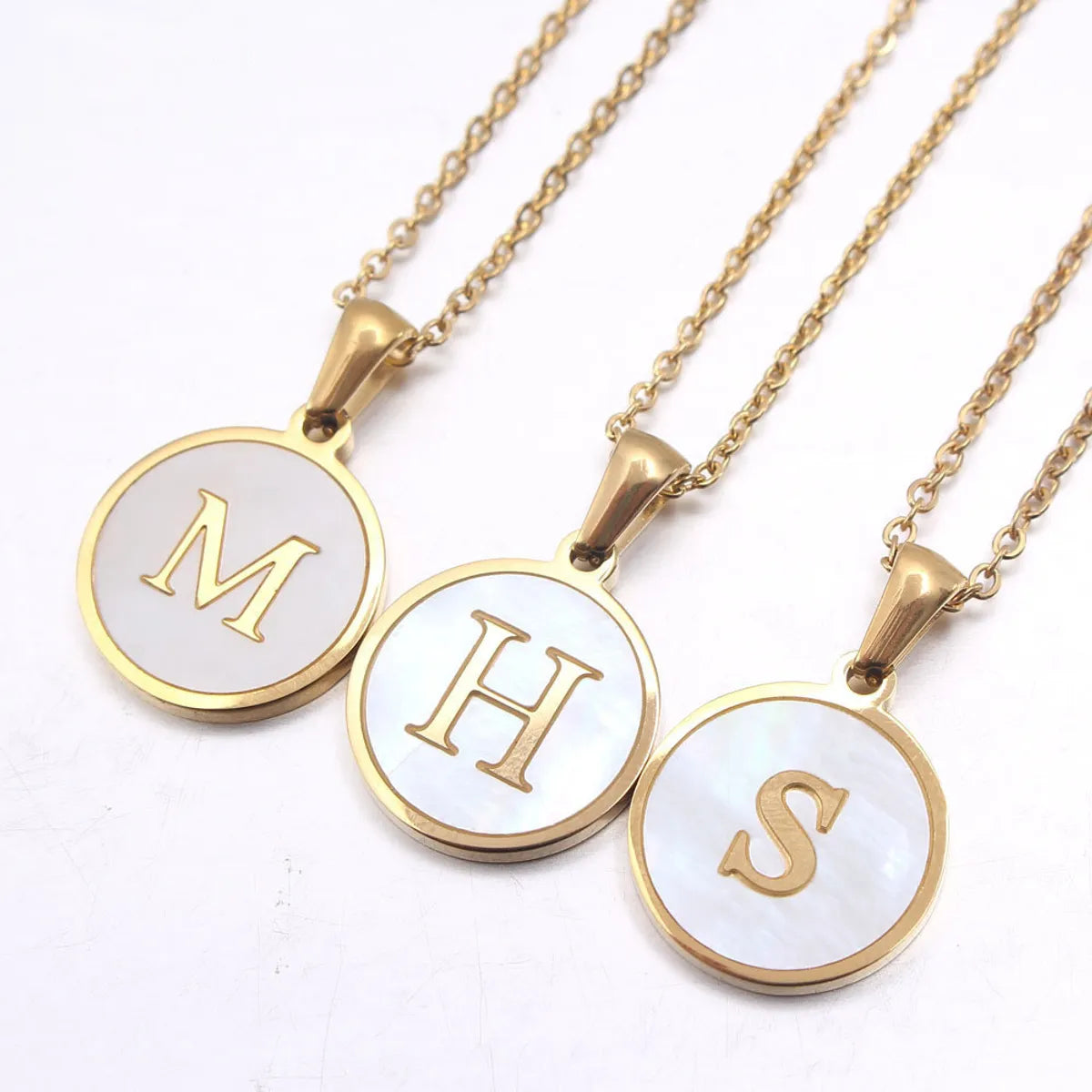 Fashion Letter Stainless Steel Plating Shell Pendant Necklace