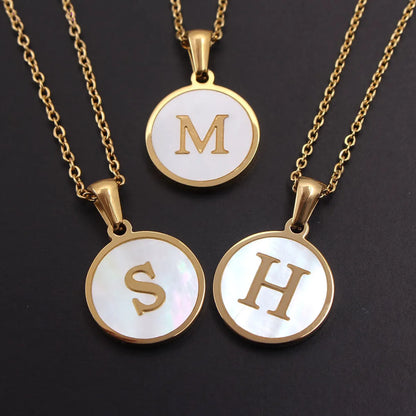 Fashion Letter Stainless Steel Plating Shell Pendant Necklace