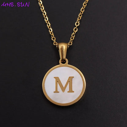 Fashion Letter Stainless Steel Plating Shell Pendant Necklace