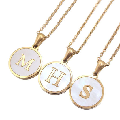 Fashion Letter Stainless Steel Plating Shell Pendant Necklace