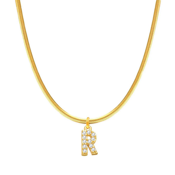 Fashion Letter Stainless Steel Plating Zircon Necklace