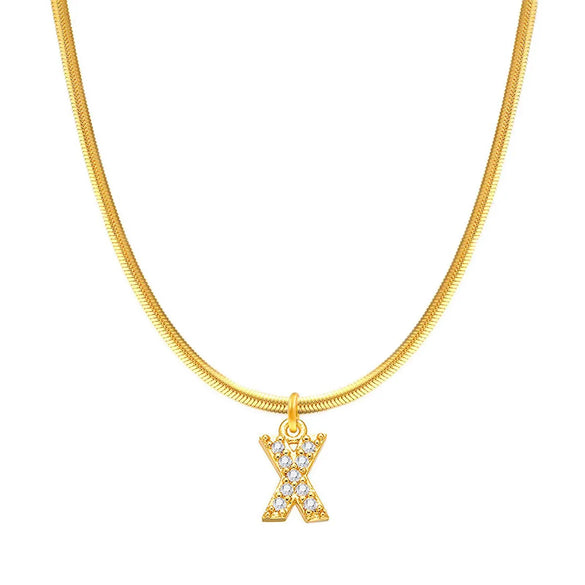 Fashion Letter Stainless Steel Plating Zircon Necklace