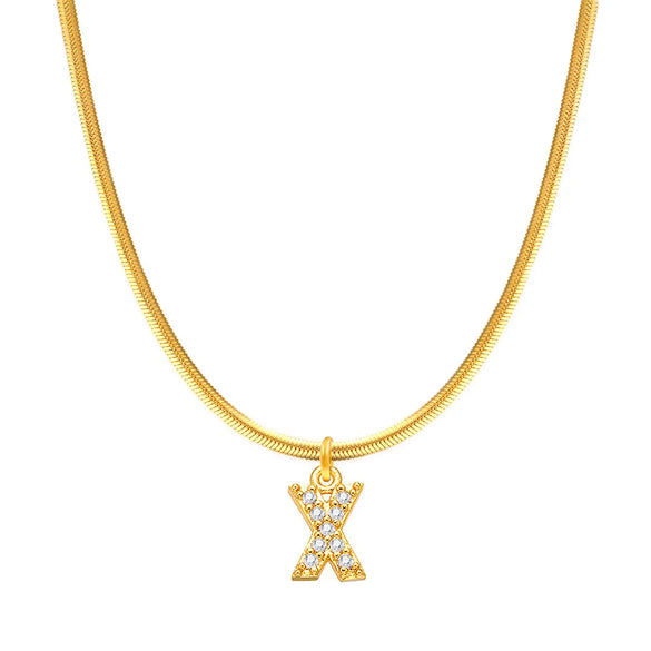 Fashion Letter Stainless Steel Plating Zircon Necklace