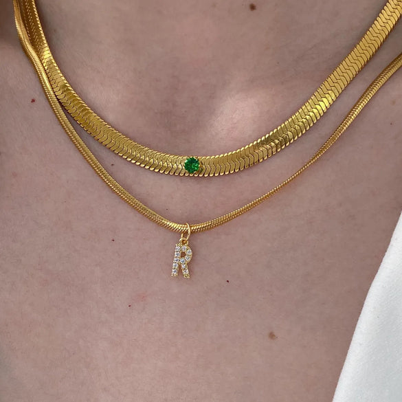 Fashion Letter Stainless Steel Plating Zircon Necklace