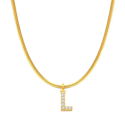 Fashion Letter Stainless Steel Plating Zircon Necklace