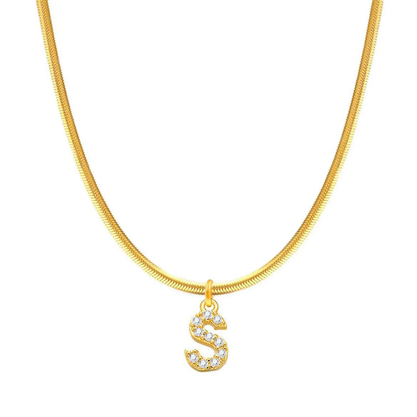 Fashion Letter Stainless Steel Plating Zircon Necklace