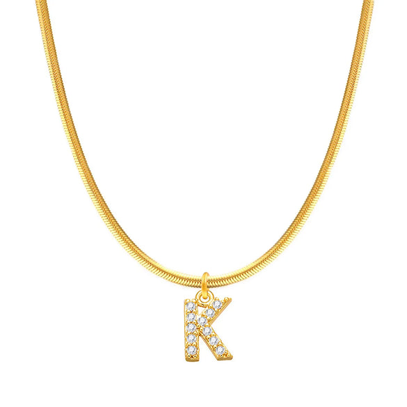 Fashion Letter Stainless Steel Plating Zircon Necklace