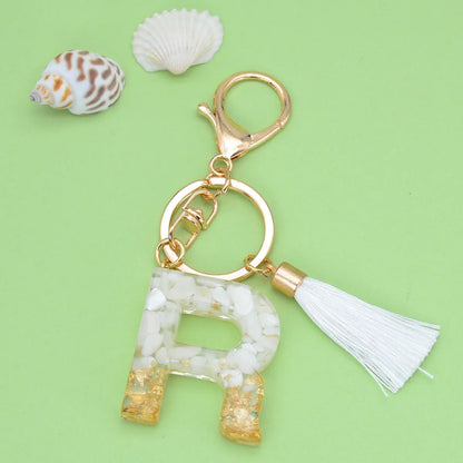 Fashion Letter Tassel Alloy Epoxy Bag Pendant Keychain 1 Piece