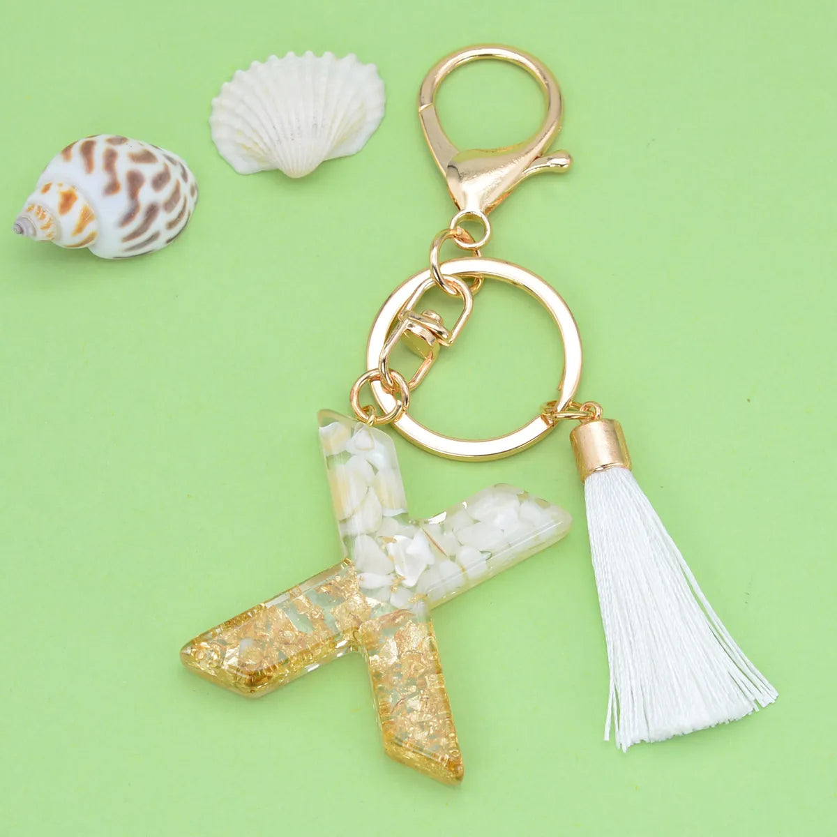 Fashion Letter Tassel Alloy Epoxy Bag Pendant Keychain 1 Piece