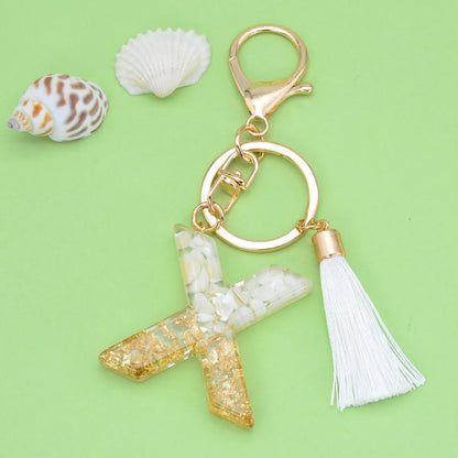 Fashion Letter Tassel Alloy Epoxy Bag Pendant Keychain 1 Piece