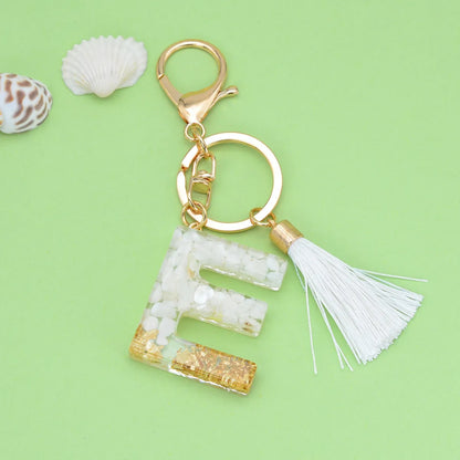 Fashion Letter Tassel Alloy Epoxy Bag Pendant Keychain 1 Piece