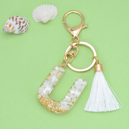 Fashion Letter Tassel Alloy Epoxy Bag Pendant Keychain 1 Piece